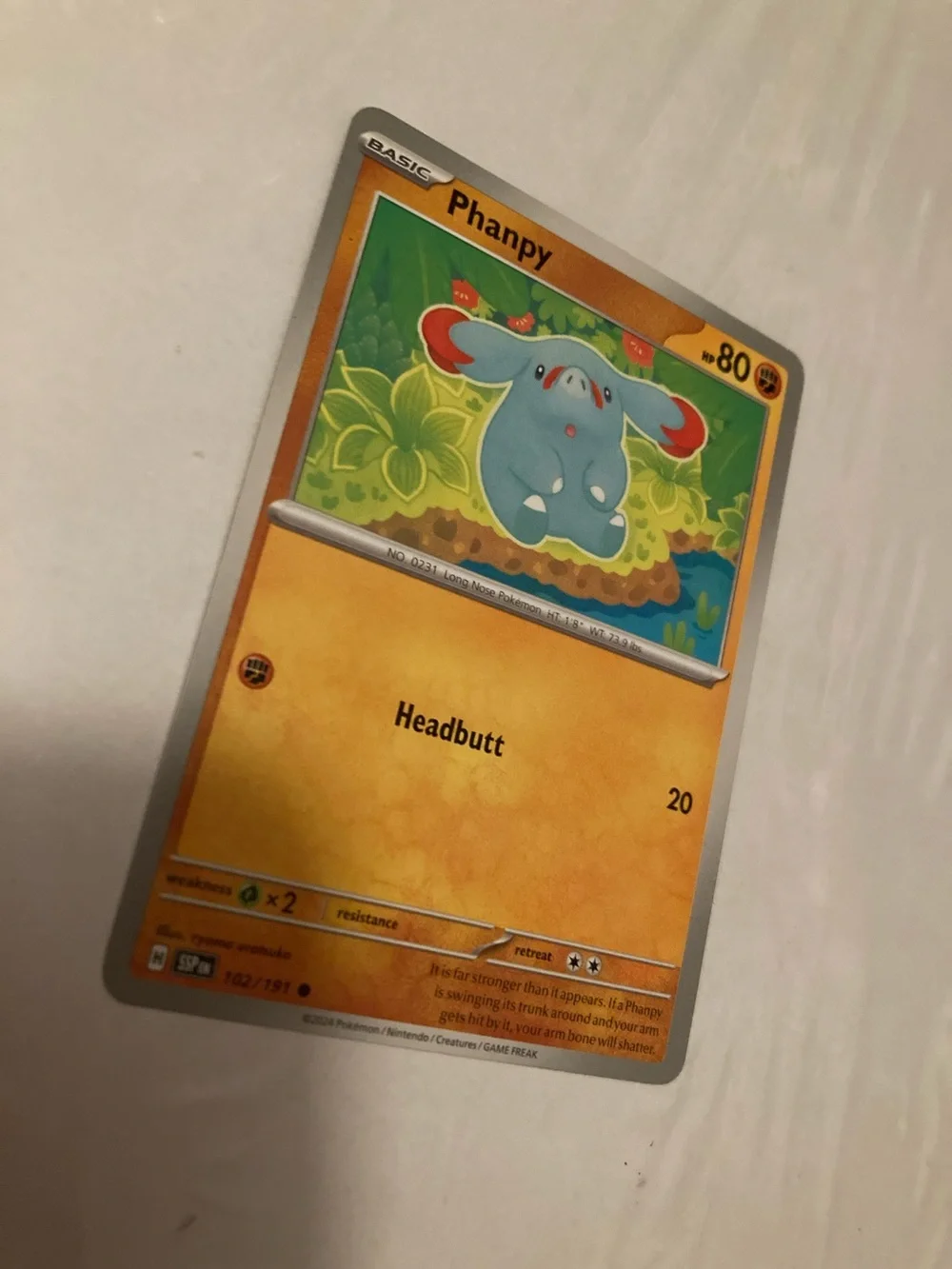 Pokemon Phanpy Trading Card - Blue and Orange